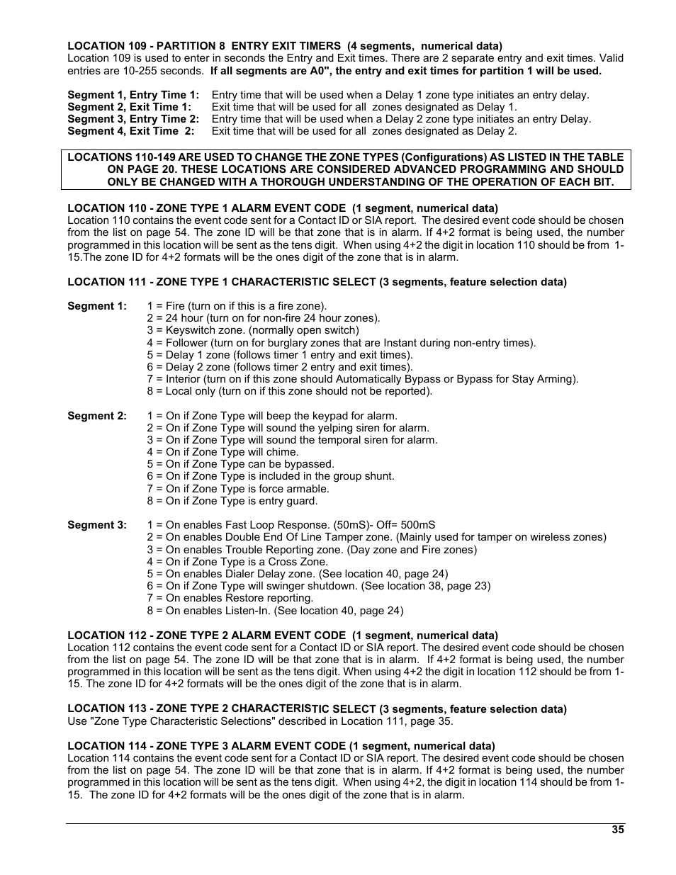Nd 35, S 35, E 35 | Interlogix NX-8 User Manual | Page 35 / 61