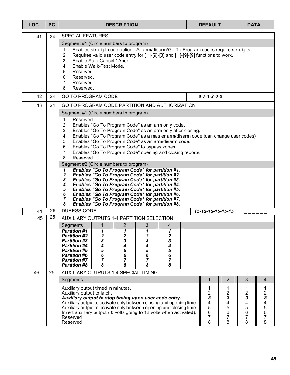 Interlogix NX-8 User Manual | Page 45 / 61