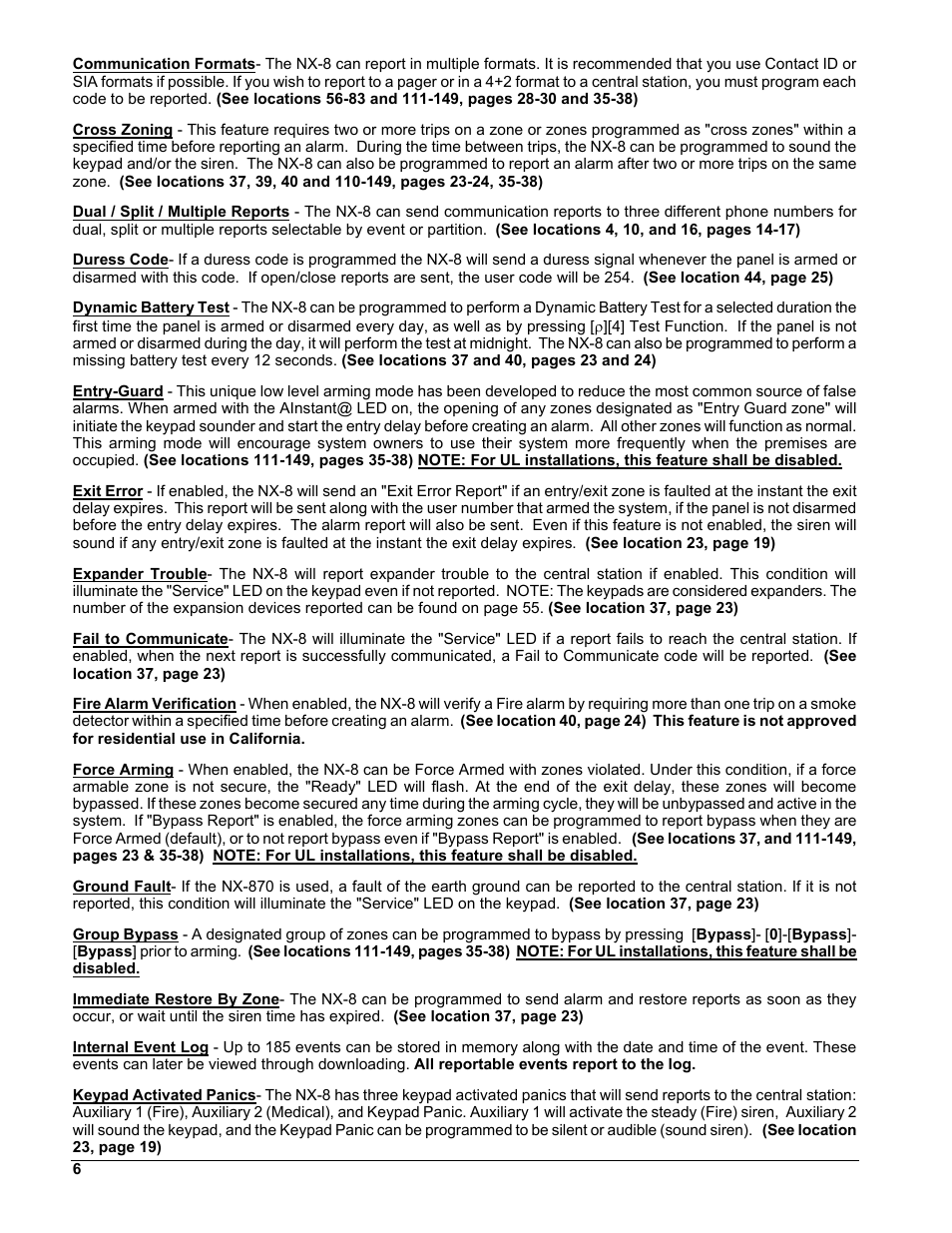 Interlogix NX-8 User Manual | Page 6 / 61