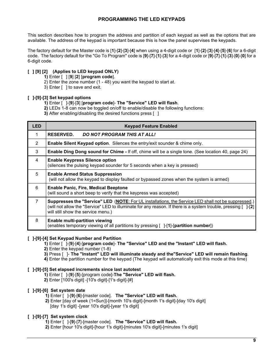 Programming the led keypads | Interlogix NX-8 User Manual | Page 9 / 61