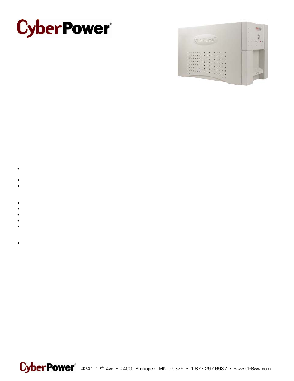 CyberPower Systems UP1200 User Manual | 2 pages