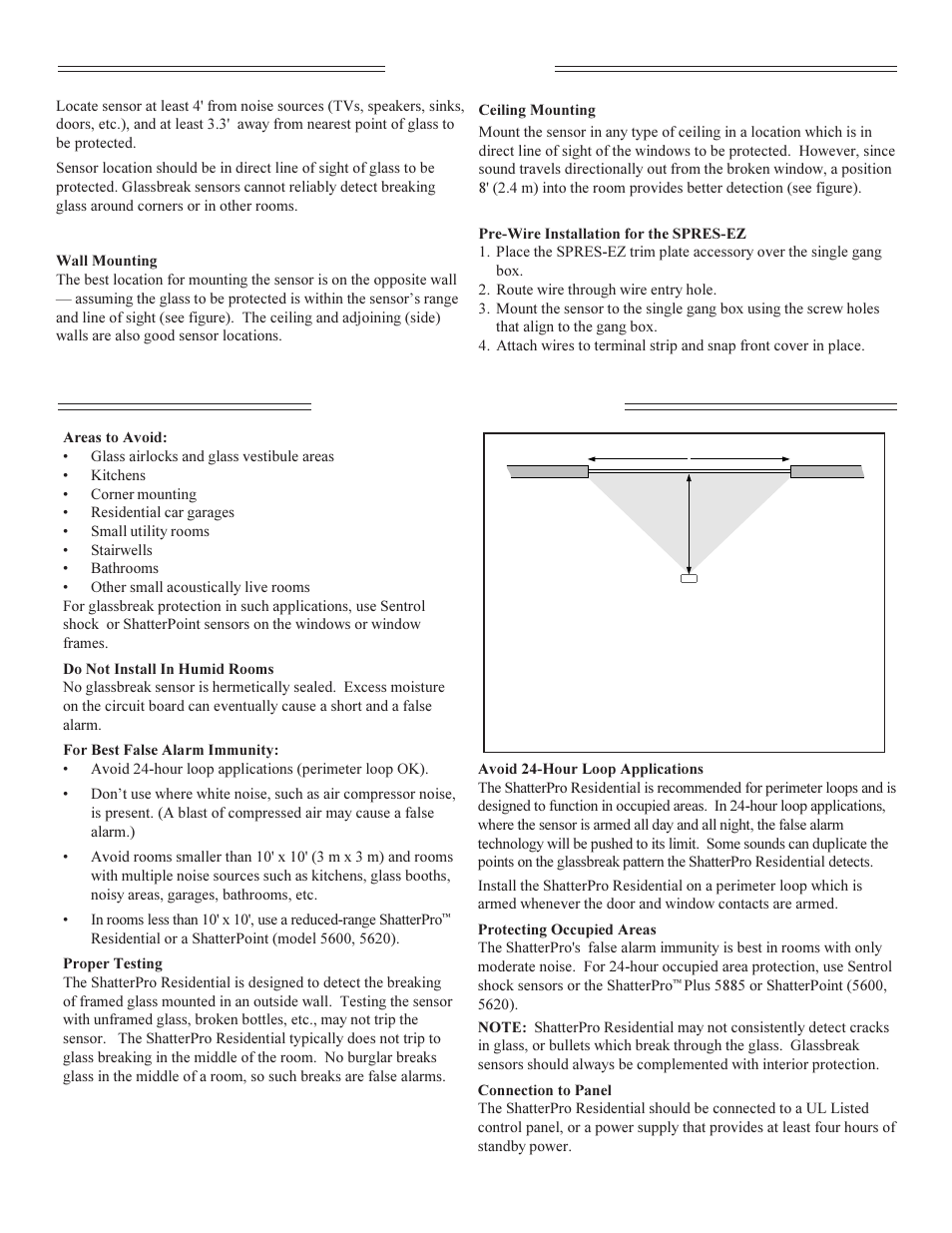 Mounting, Avoiding false alarms | Interlogix 5812A Series (SPRES) User Manual | Page 3 / 4