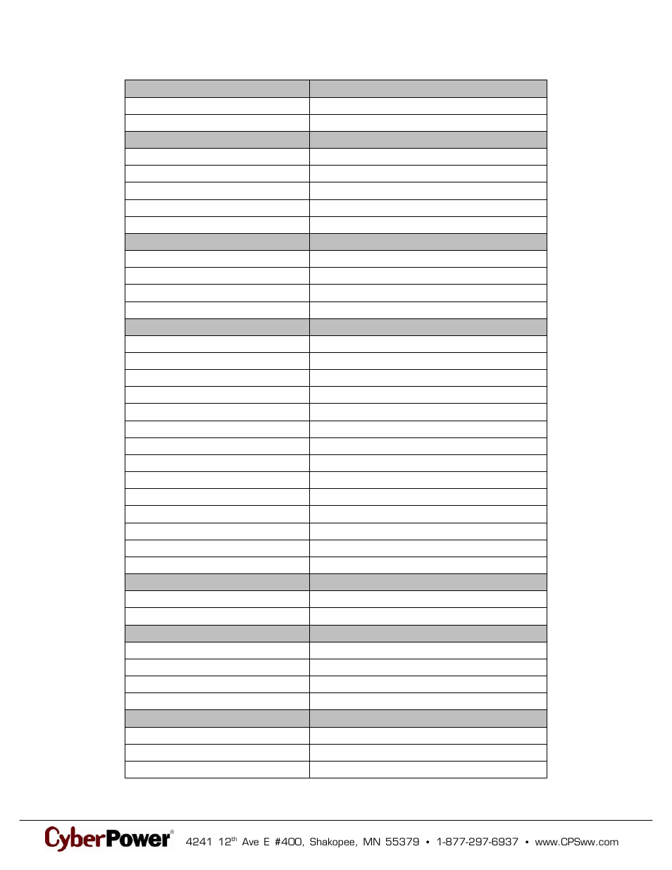 Technical specifications | CyberPower Systems 649532008506 User Manual | Page 2 / 2