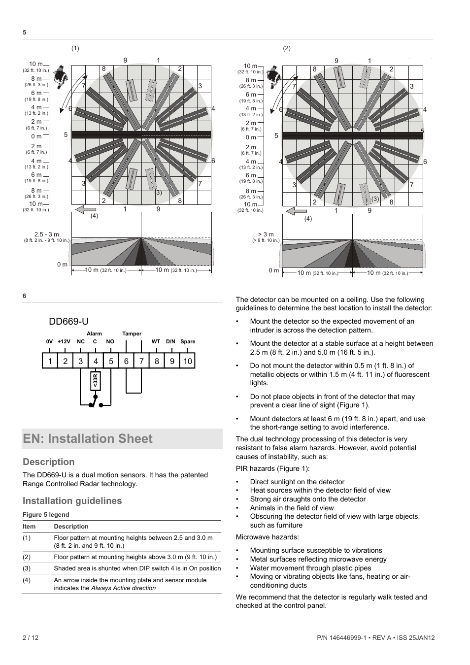 En: installation sheet, Dd669-u, Description | Installation guidelines | Interlogix DD669-U User Manual | Page 2 / 12