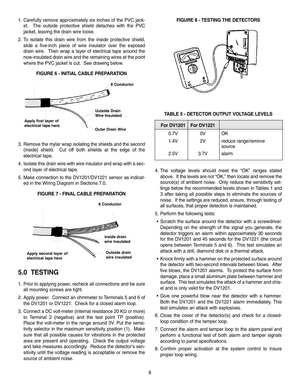 0 testing | Interlogix DV1200 Series User Manual | Page 6 / 8