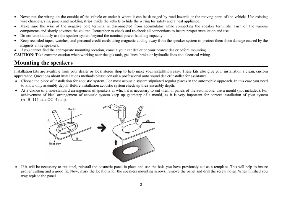 Mounting the speakers | Hyundai H-CSD52 User Manual | Page 3 / 11