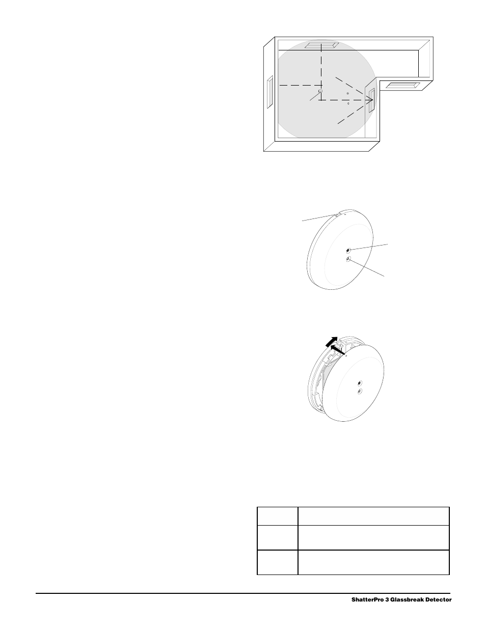 Setting the range, Installing the detector | Interlogix ShatterPro 3 User Manual | Page 2 / 4