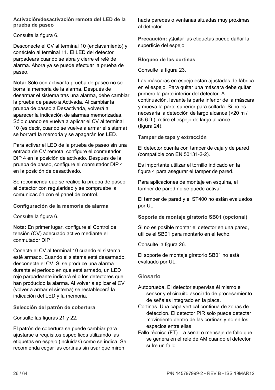Glosario | Interlogix VE736 User Manual | Page 26 / 64