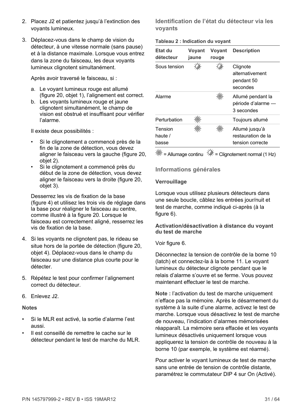 Informations générales | Interlogix VE736 User Manual | Page 31 / 64