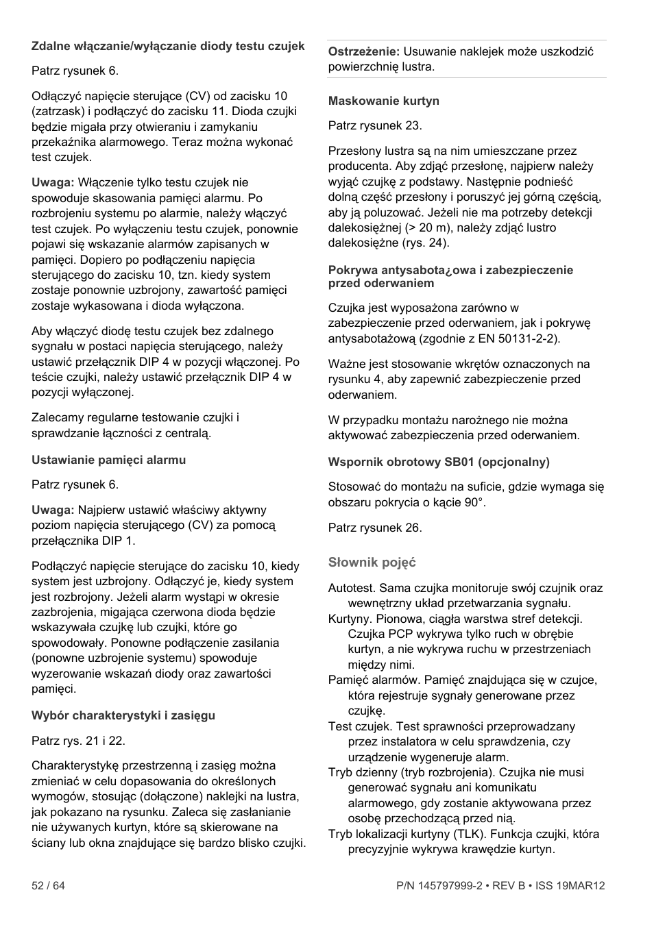Słownik pojęć | Interlogix VE736 User Manual | Page 52 / 64