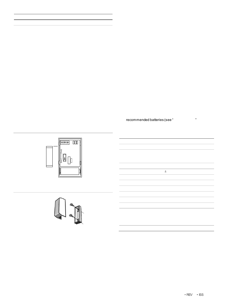 Reed switch installations, Removing the sensor from the bracket, Battery replacement | Specifications, Regulatory information | Interlogix TX-8300-01-1 User Manual | Page 2 / 3