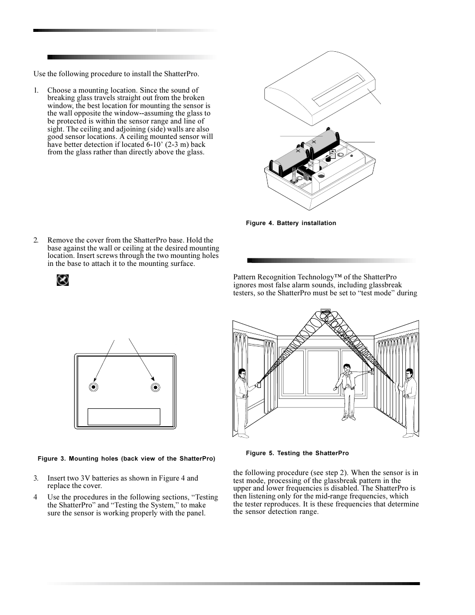 Installation, Testing the shatterpro | Interlogix NX-488 User Manual | Page 2 / 4