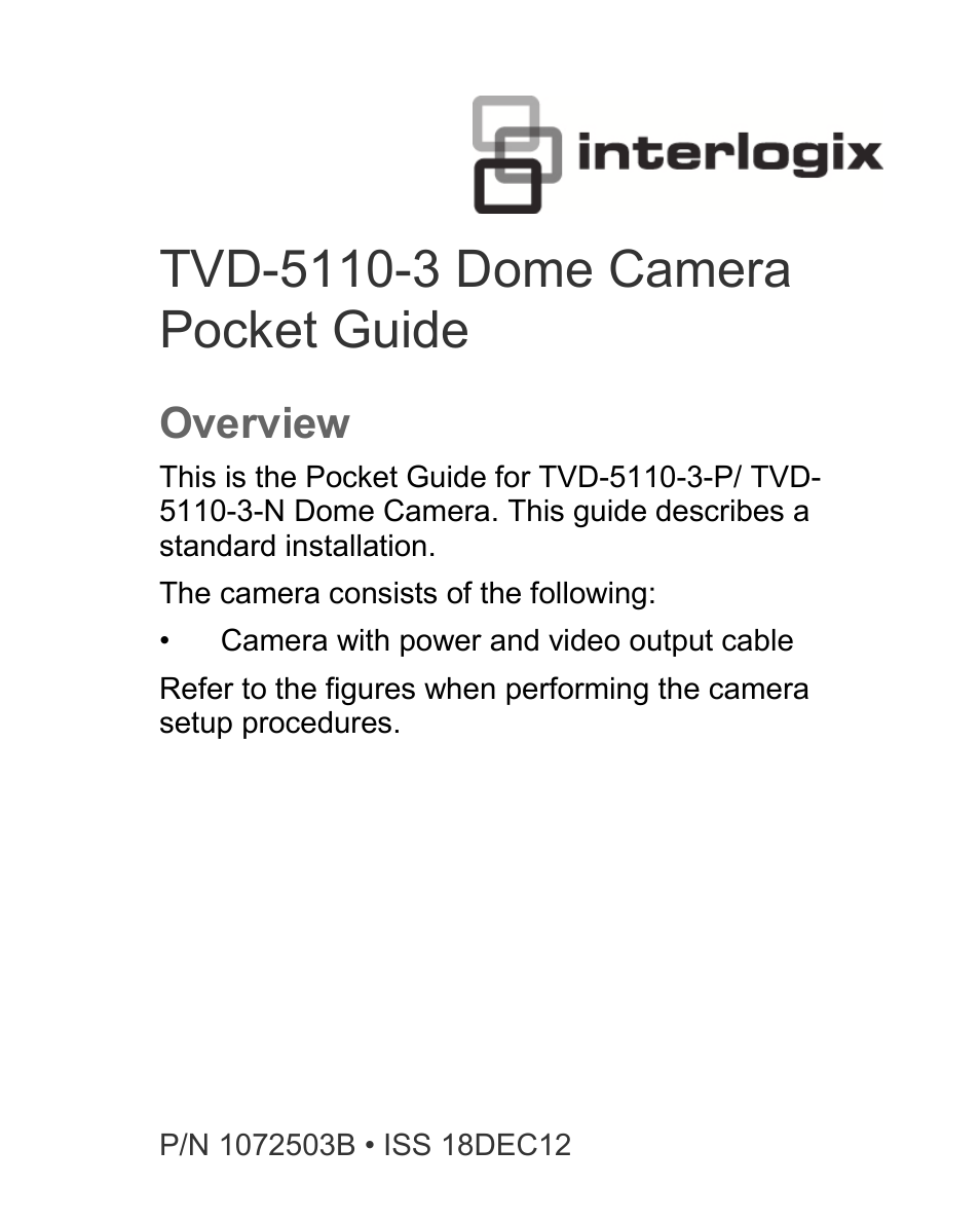 Interlogix TVD-5110-3 User Manual | 8 pages