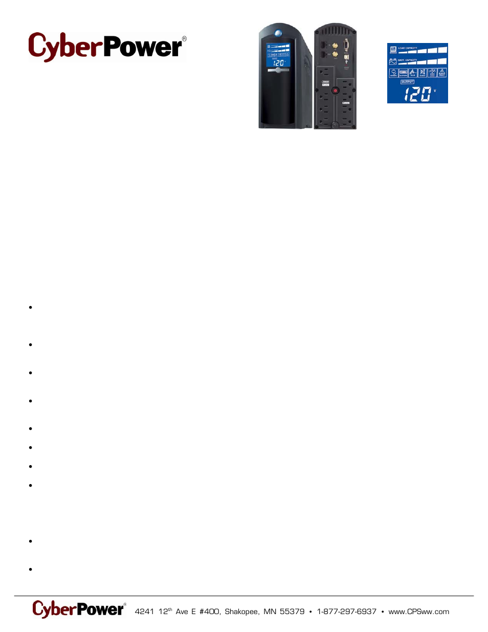 CyberPower Systems 649532015269 User Manual | 2 pages
