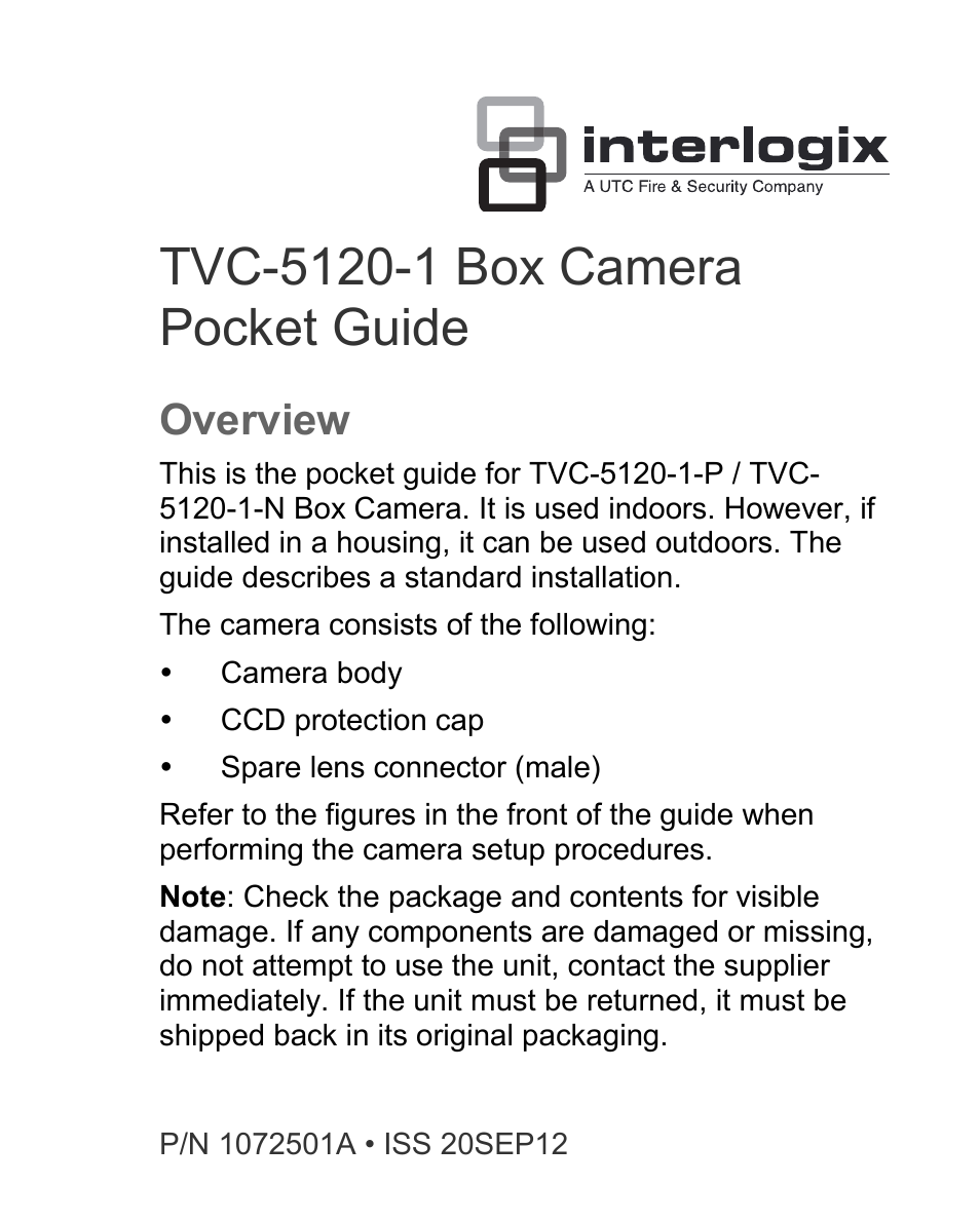 Interlogix TVC-5120-1 User Manual | 8 pages