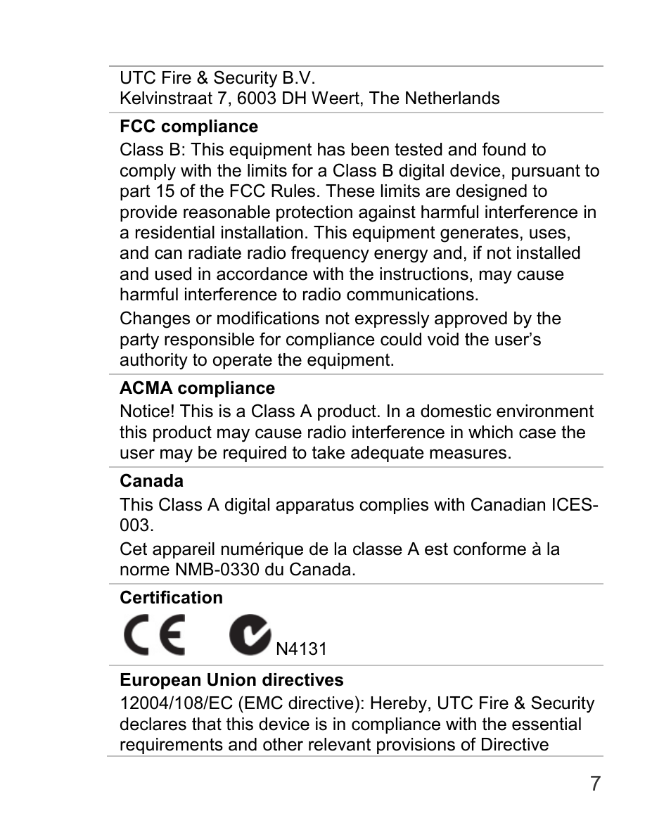 Interlogix TVC-5120-1 User Manual | Page 7 / 8