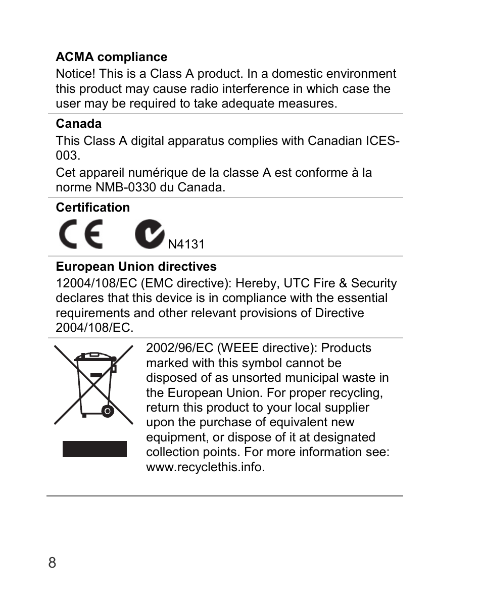 Interlogix TVC-5125BE-3 User Manual | Page 8 / 8