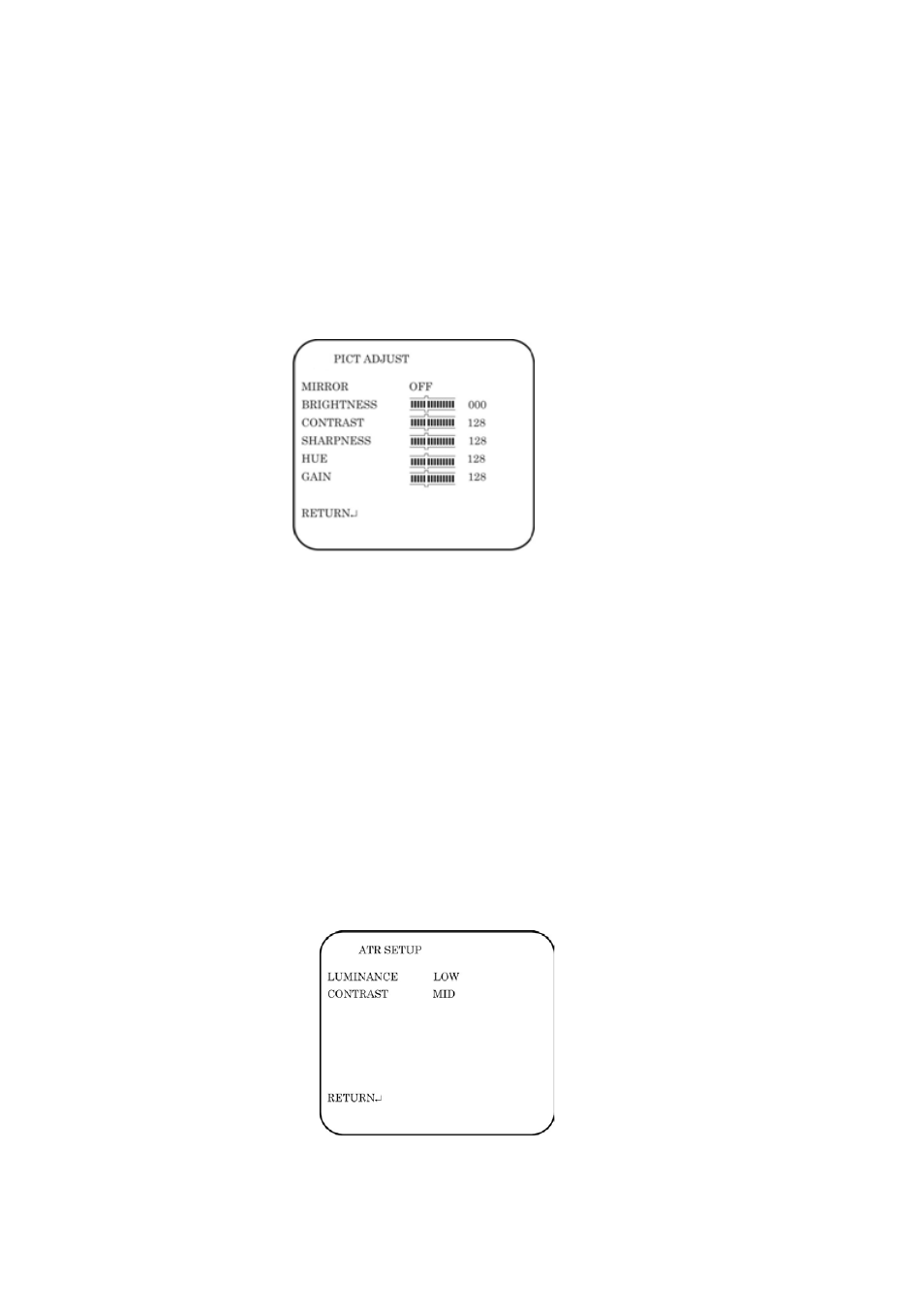 Adjust the picture characteristics, Set atr level | Interlogix TVD-6125VE-2 User Manual User Manual | Page 14 / 20