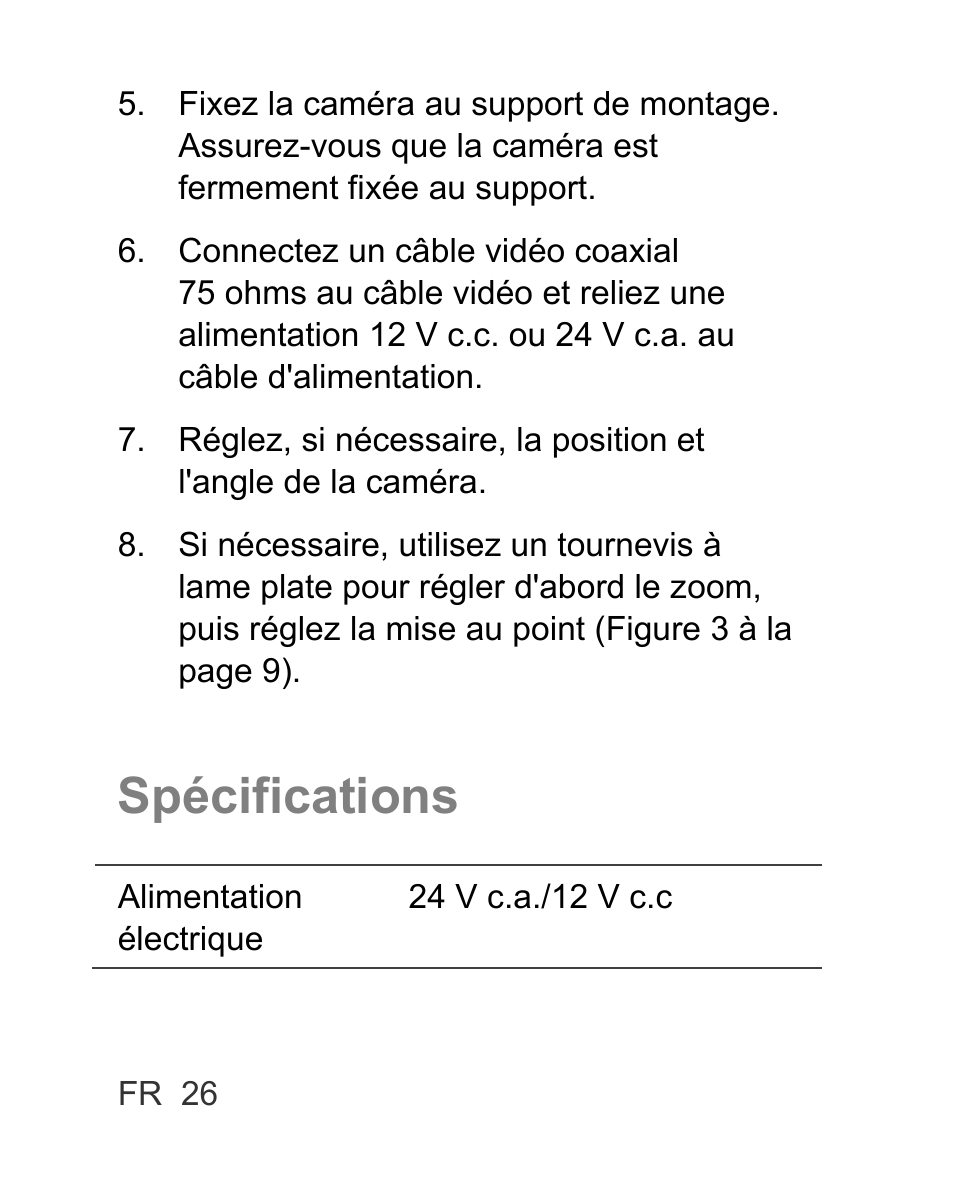 Spécifications | Interlogix TVC-BIR6-MR-HR User Manual | Page 28 / 60