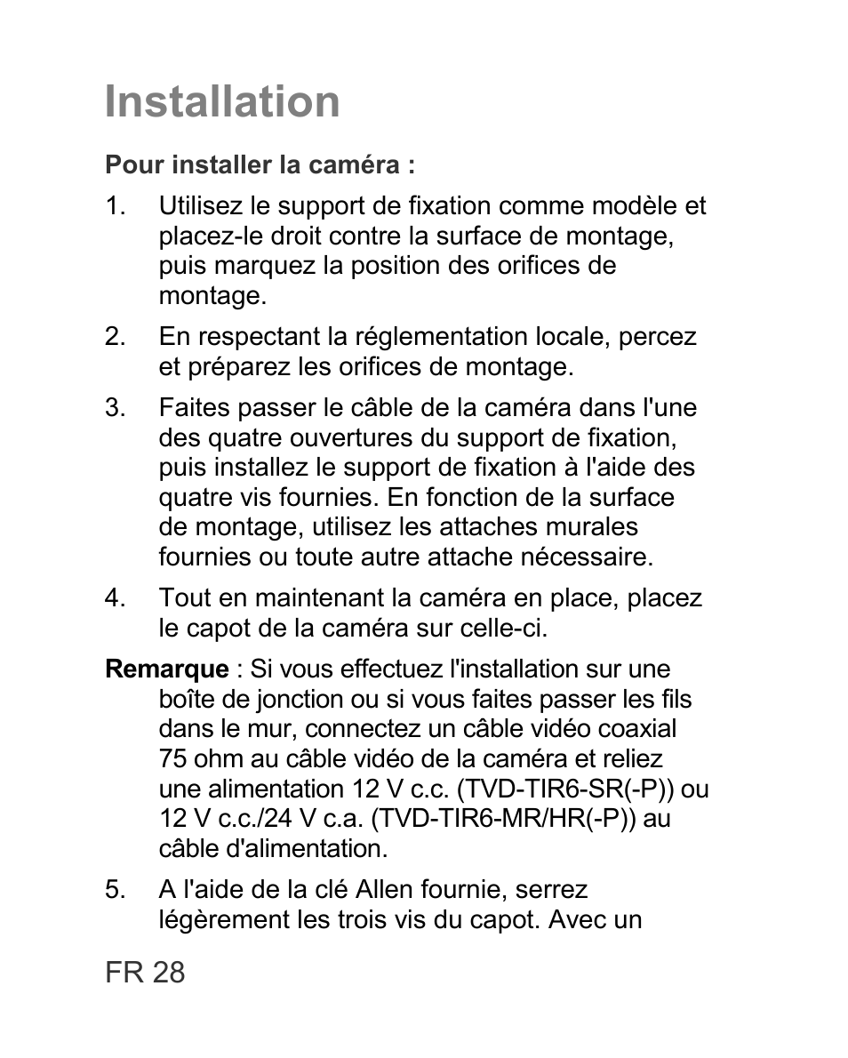 Installation | Interlogix TVD-TIR6 User Manual | Page 30 / 76
