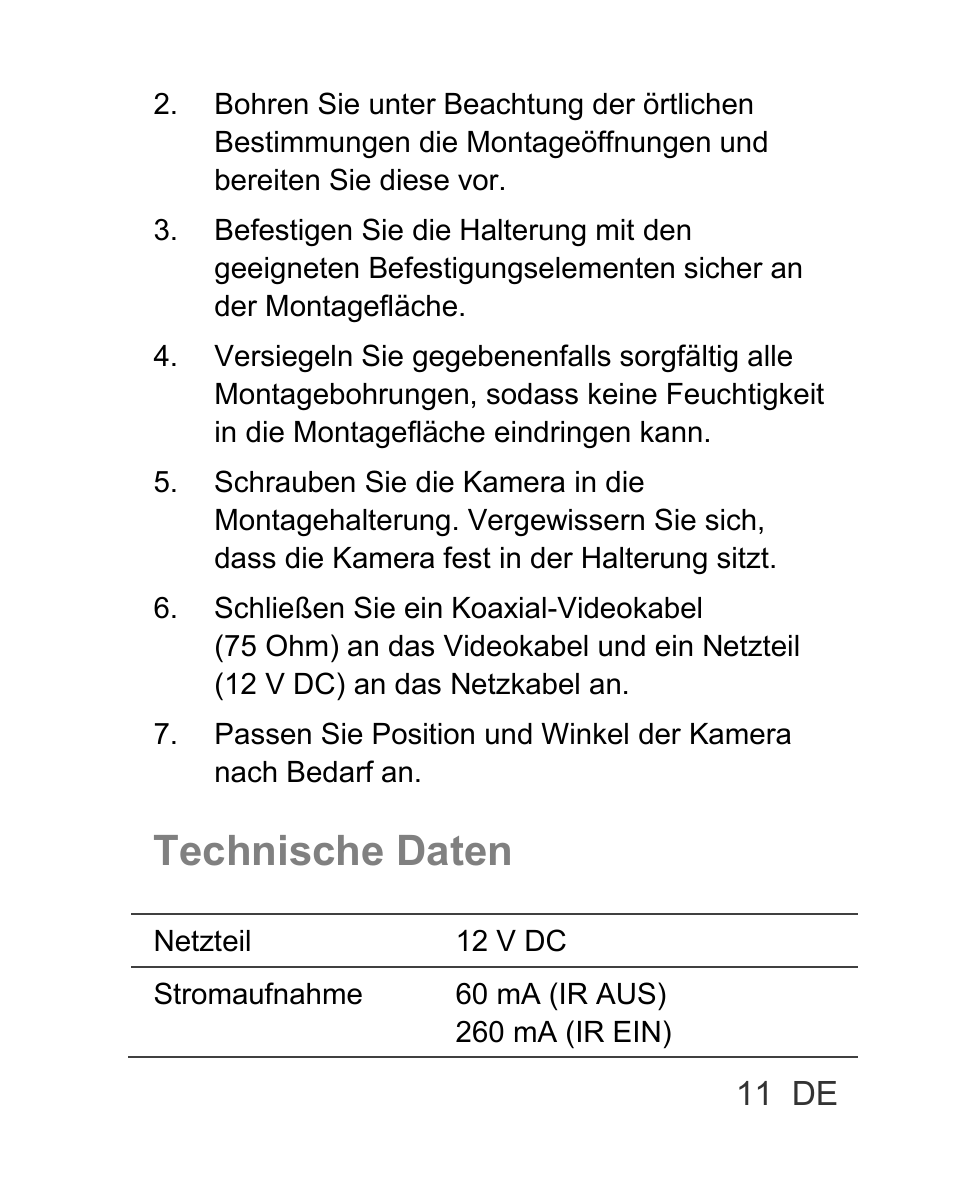 Technische daten | Interlogix TVC-BIR6-SR User Manual | Page 13 / 40