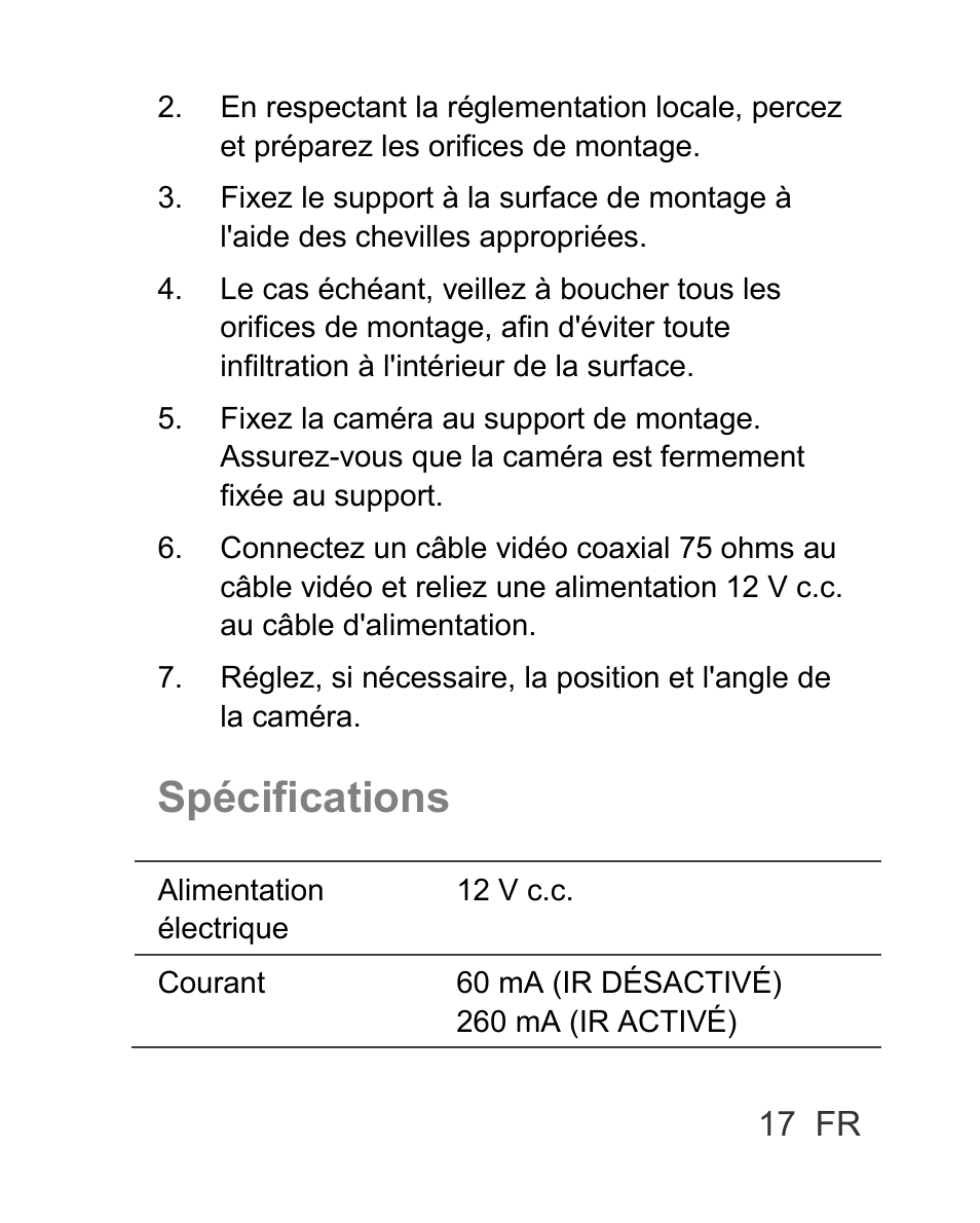 Spécifications | Interlogix TVC-BIR6-SR User Manual | Page 19 / 40