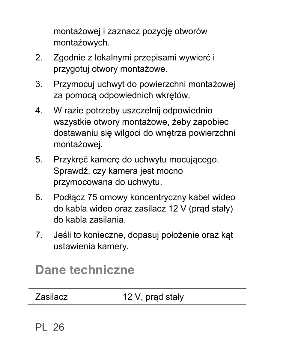 Dane techniczne | Interlogix TVC-BIR6-SR User Manual | Page 28 / 40