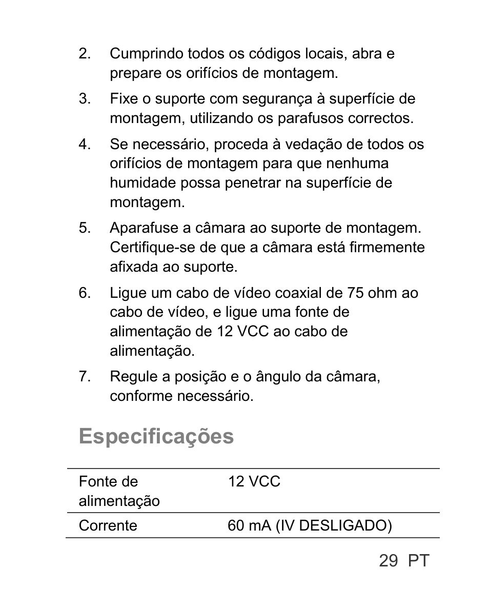 Especificações | Interlogix TVC-BIR6-SR User Manual | Page 31 / 40