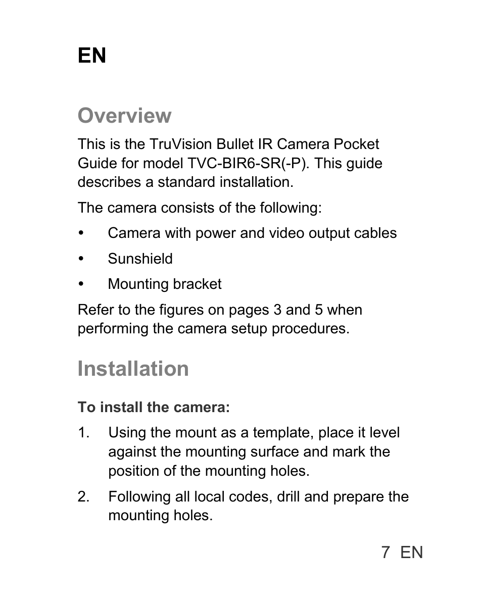 En overview, Installation | Interlogix TVC-BIR6-SR User Manual | Page 9 / 40