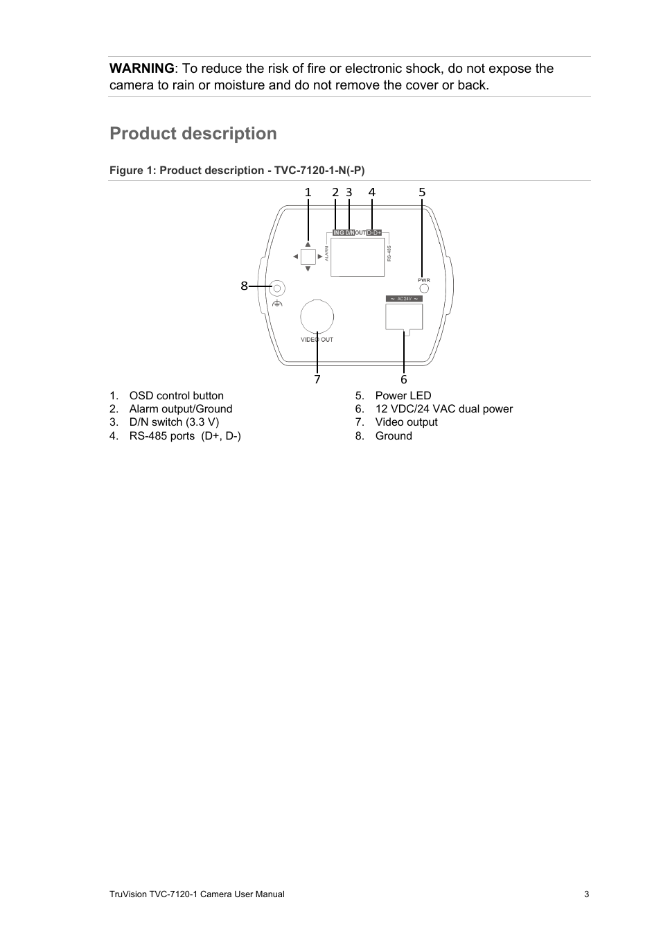 Product description | Interlogix TVC-7120-1 User Manual User Manual | Page 5 / 19