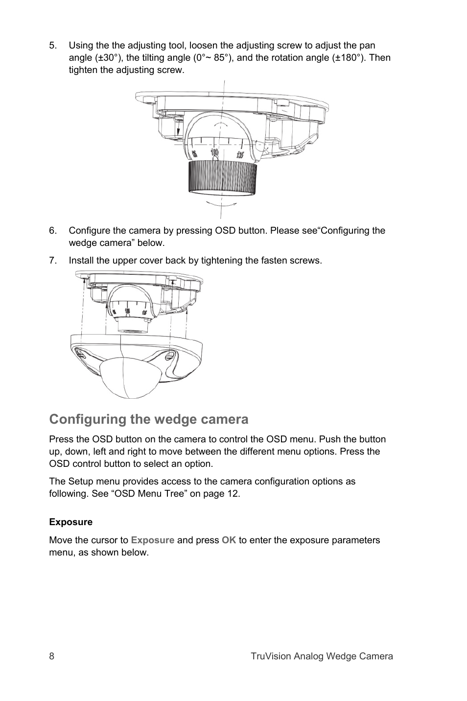 Configuring the wedge camera | Interlogix TVW-2101 User Manual User Manual | Page 8 / 12