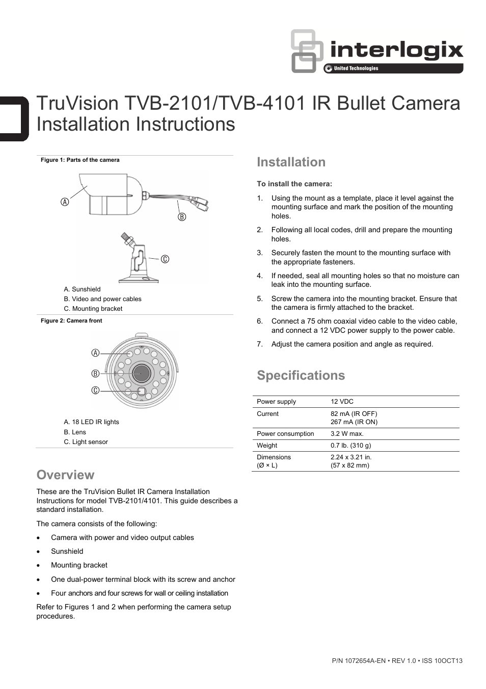 Interlogix TVW-2101 Installation Instructions User Manual | 2 pages