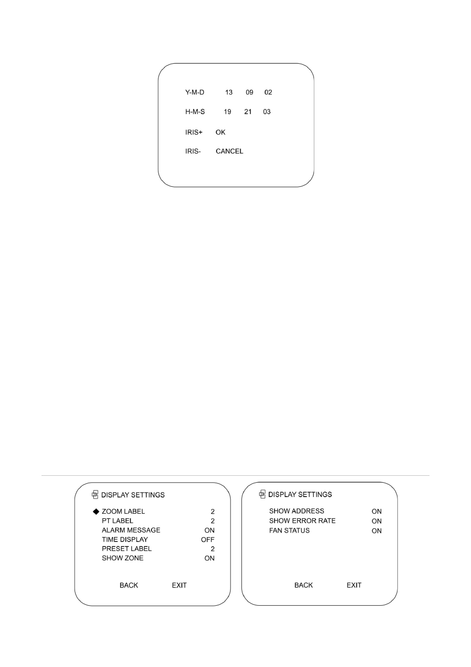 Zero point (initial position) setting, Display settings | Interlogix TruVision 960H Premium Resolution Series PTZ Cameras Configuration Manual User Manual | Page 13 / 38