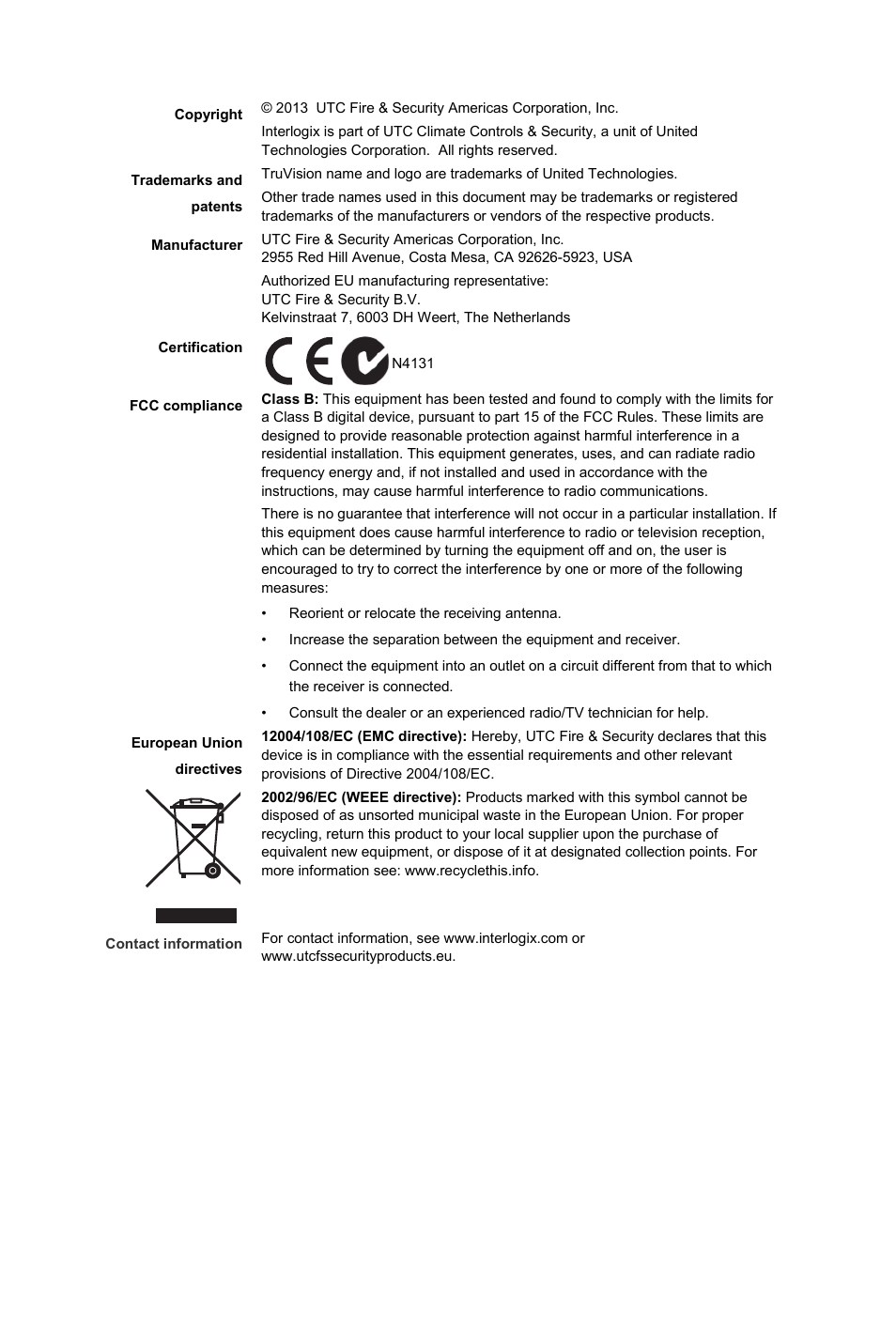 Interlogix TruVision 960H Premium Resolution Series PTZ Cameras Installation Manual User Manual | Page 2 / 16