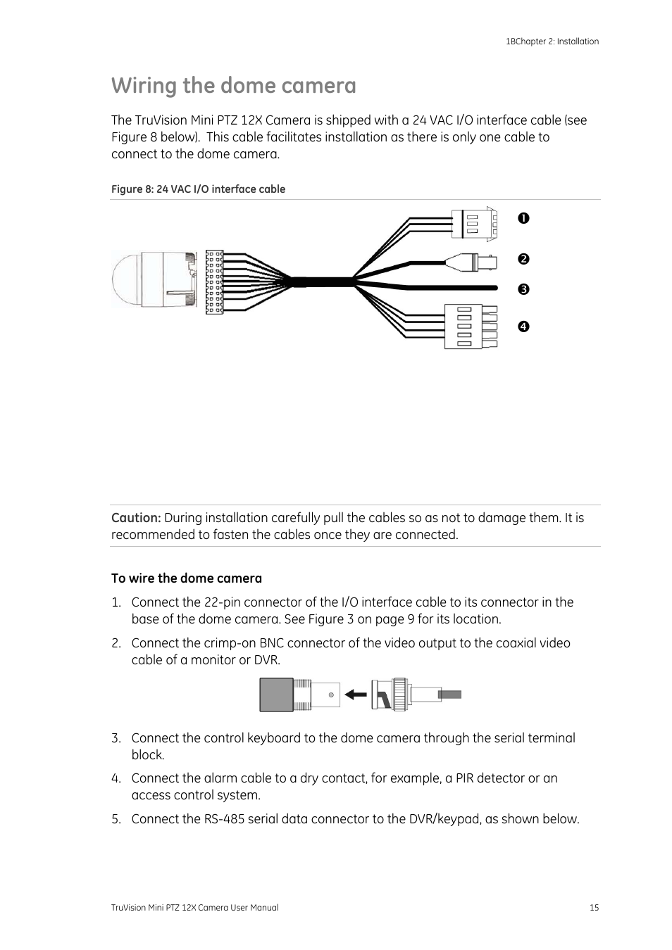Wiring the dome camera | Interlogix TruVision PTZ Mini 12X User Manual User Manual | Page 19 / 65