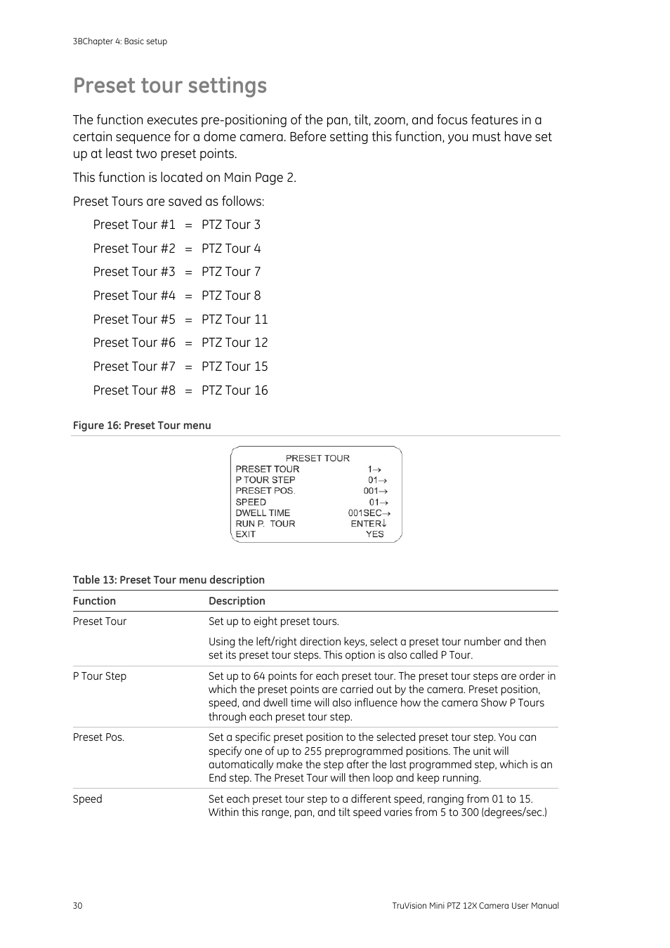 Preset tour settings | Interlogix TruVision PTZ Mini 12X User Manual User Manual | Page 34 / 65