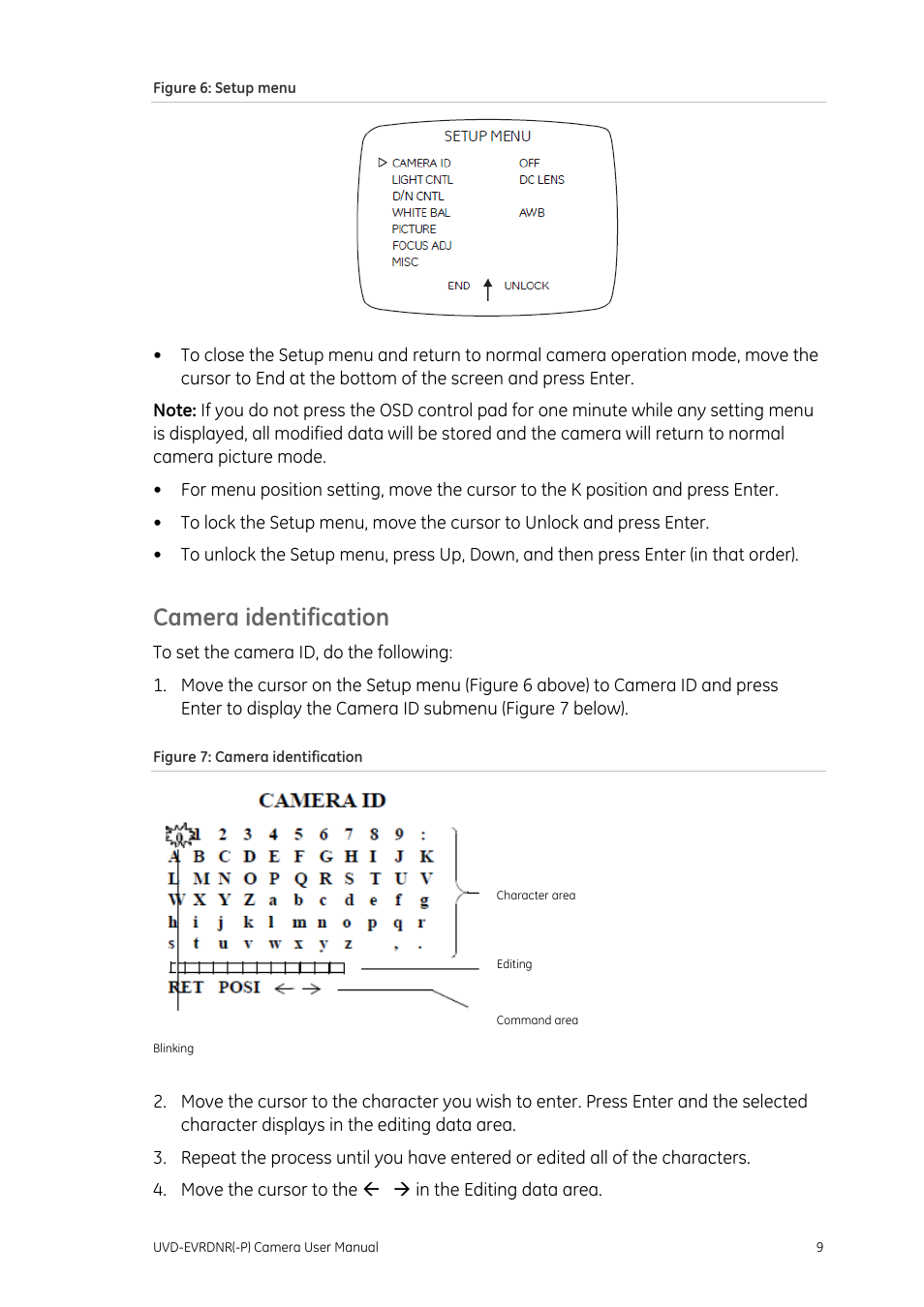 Camera identification, Camera identification 9 | Interlogix UVD-EVRDNR User Manual | Page 11 / 20
