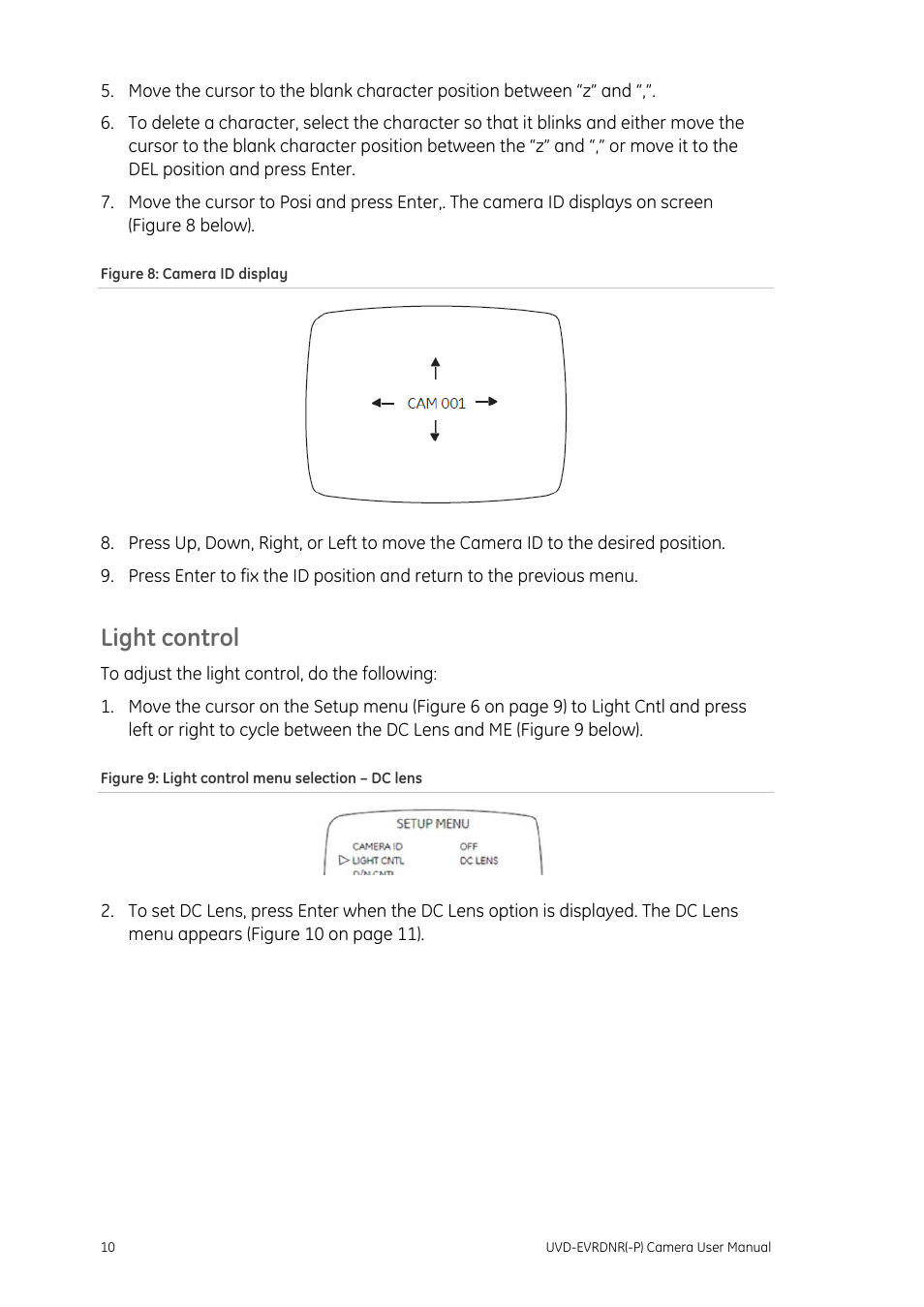 Light control, Light control 10 | Interlogix UVD-EVRDNR User Manual | Page 12 / 20