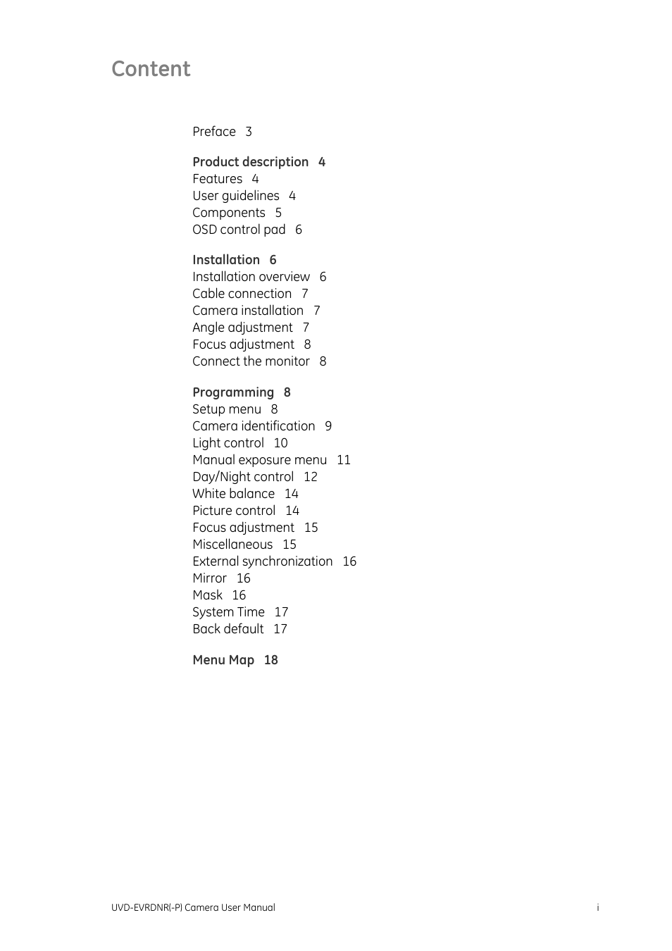 Content | Interlogix UVD-EVRDNR User Manual | Page 3 / 20