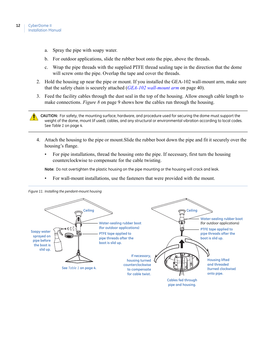Figure 11. installing the pendant-mount housing | Interlogix UltraView PTZ Dome Series User Manual | Page 20 / 64