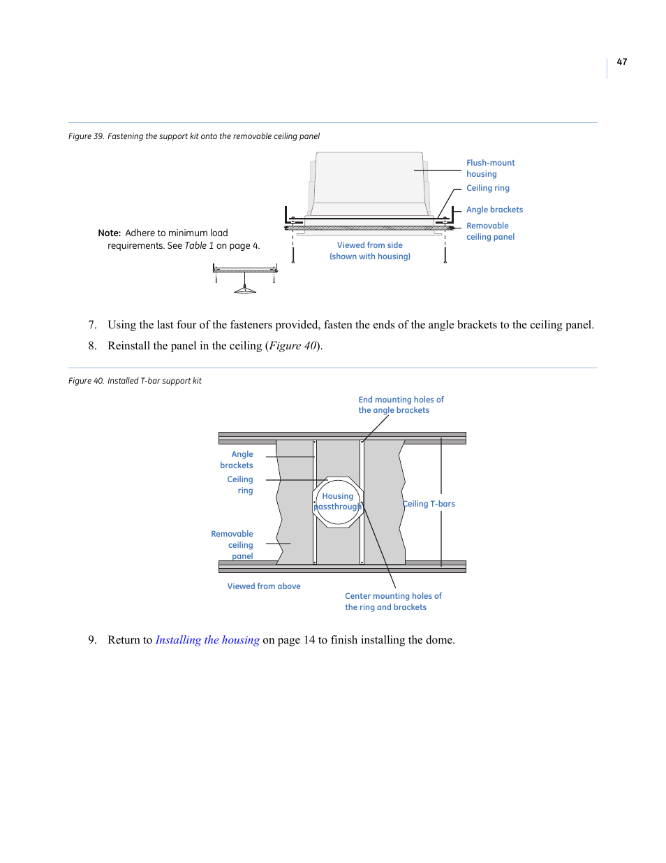 Figure 40. installed t-bar support kit | Interlogix UltraView PTZ Dome Series User Manual | Page 55 / 64