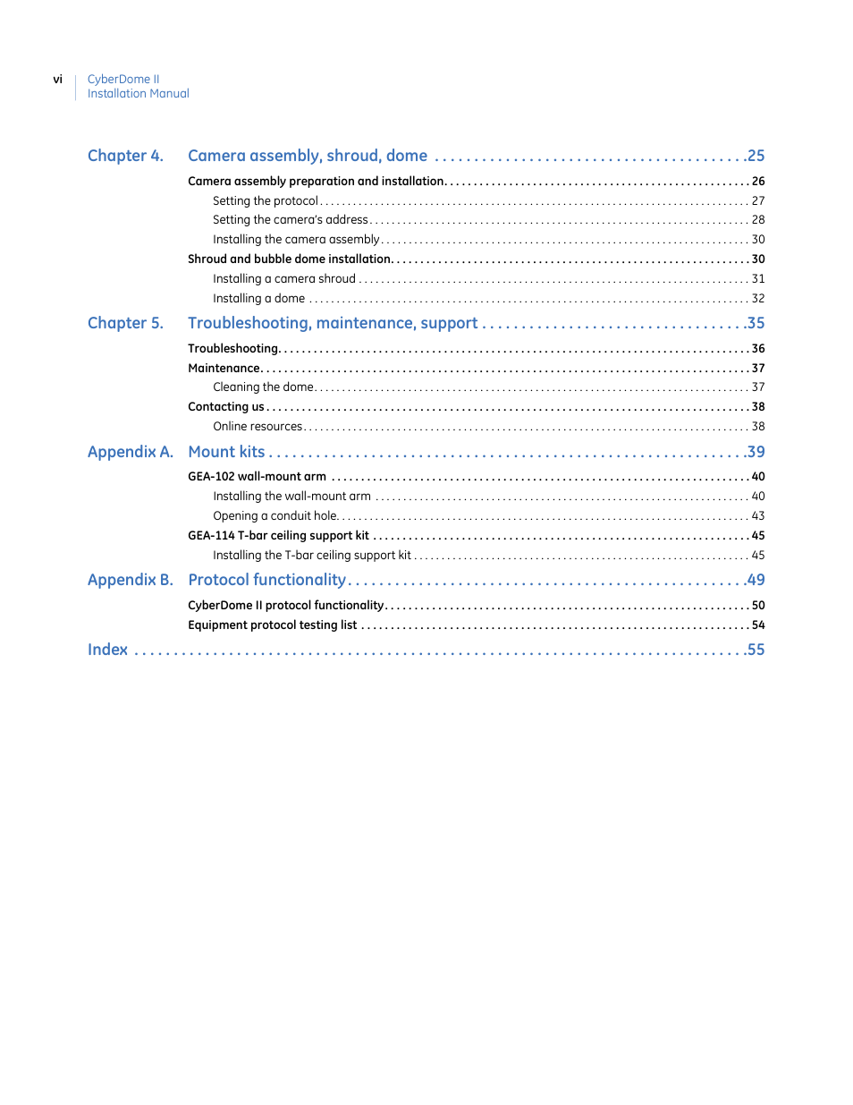 Interlogix UltraView PTZ Dome Series User Manual | Page 6 / 64