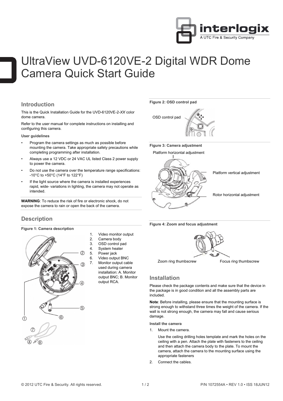 Interlogix UVD-6120VE-2 Quick Start User Manual | 2 pages