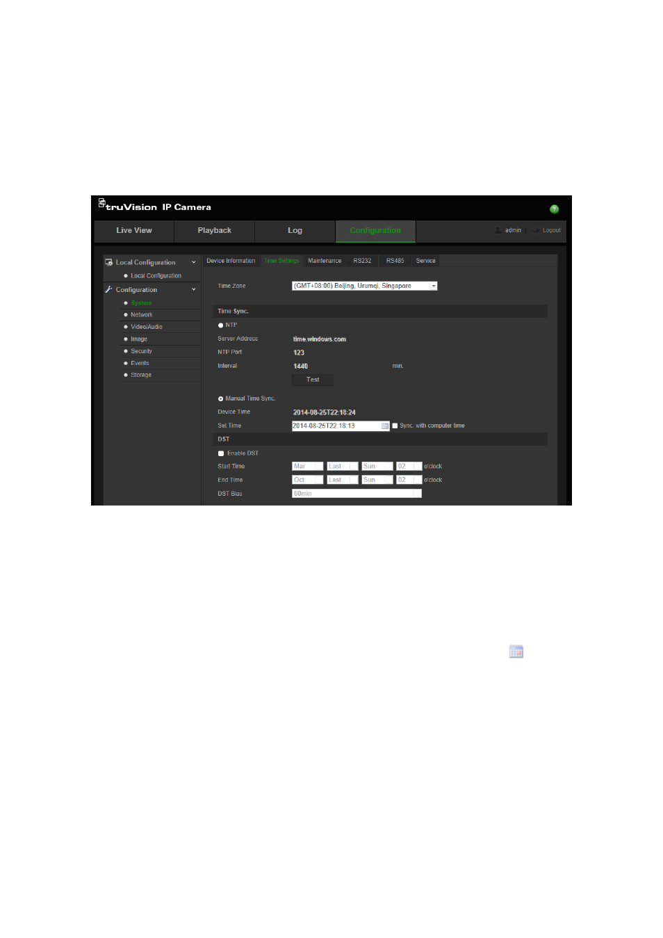 System time | Interlogix TruVision Intelligent IP Dome Configuration Manual User Manual | Page 13 / 72