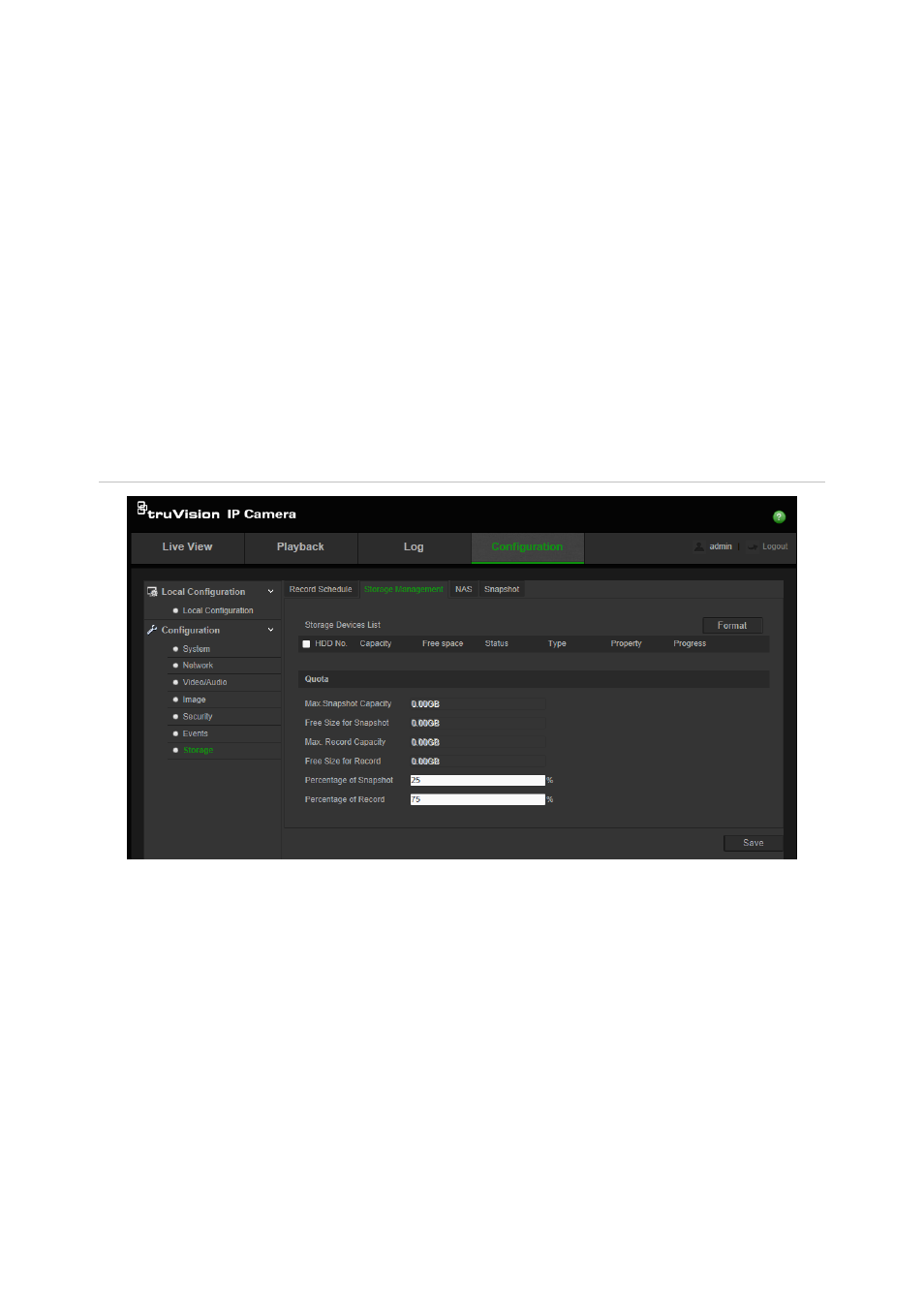 Storage devices | Interlogix TruVision Intelligent IP Dome Configuration Manual User Manual | Page 51 / 72