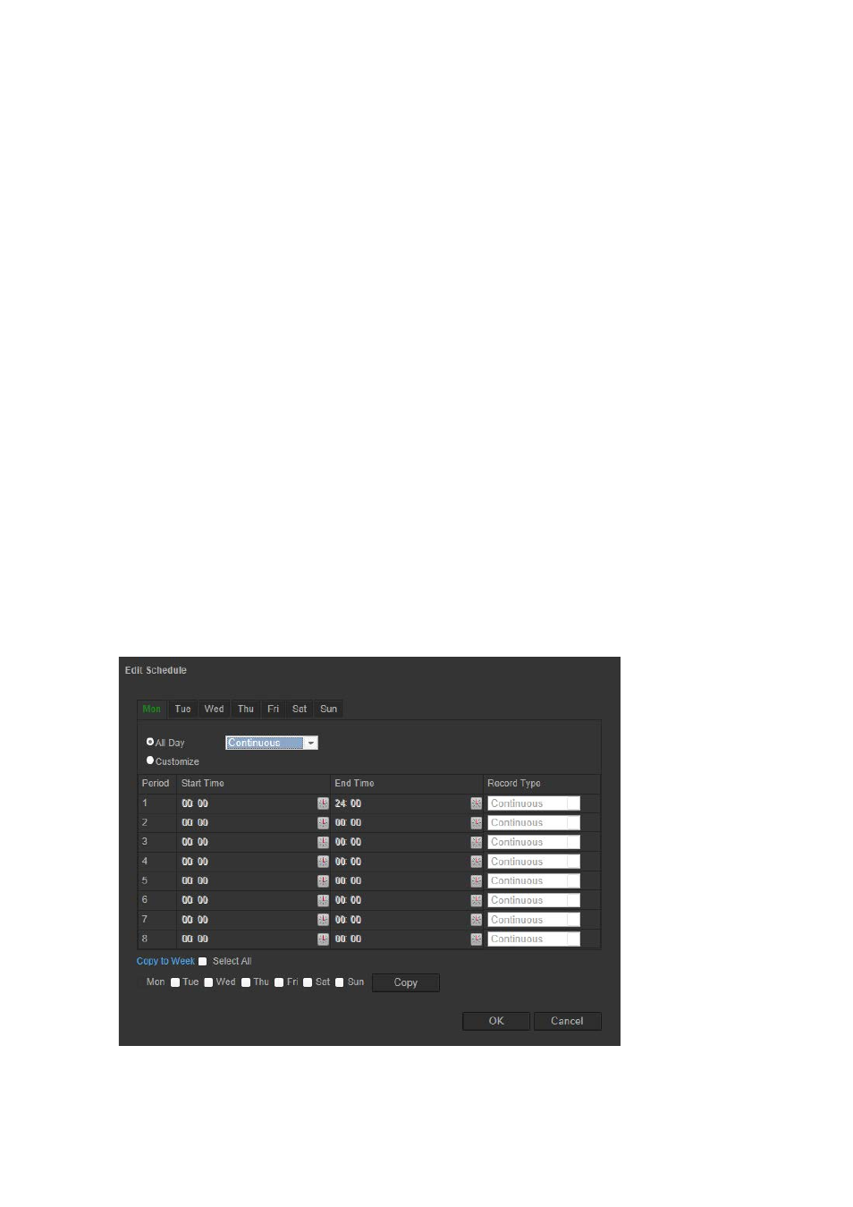 Recording schedule | Interlogix TruVision Intelligent IP Dome Configuration Manual User Manual | Page 52 / 72