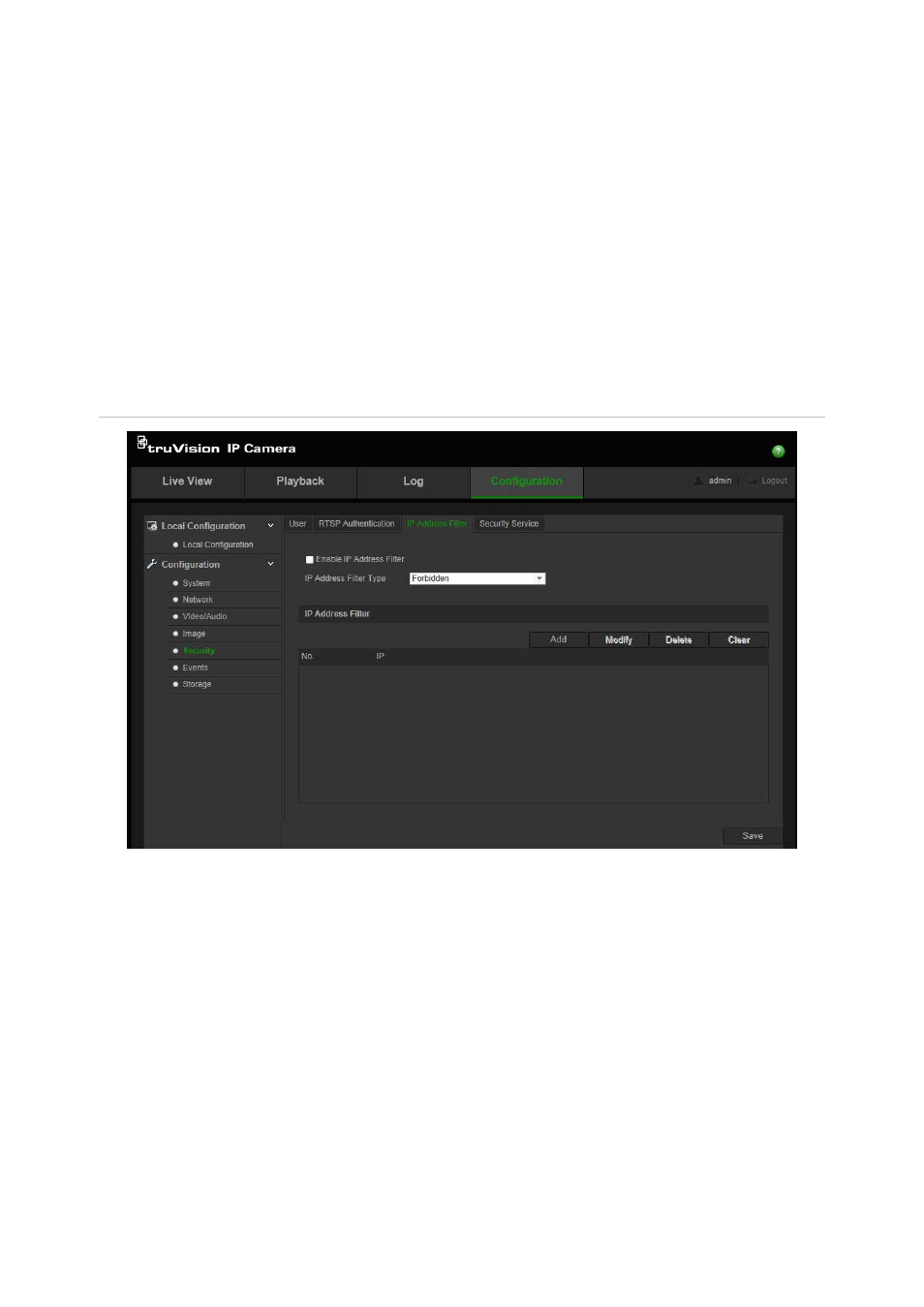 Ip address filter | Interlogix TruVision Intelligent IP Dome Configuration Manual User Manual | Page 58 / 72