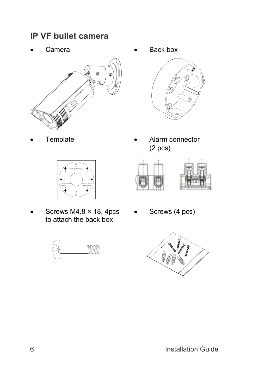 Ip vf bullet camera, 6 installation guide | Interlogix TruVision Intelligent IP Dome Installation Manual User Manual | Page 10 / 40