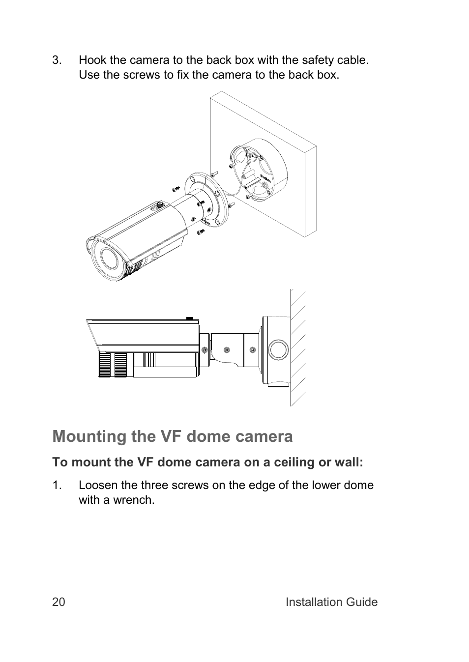Mounting the vf dome camera | Interlogix TruVision Intelligent IP Dome Installation Manual User Manual | Page 24 / 40