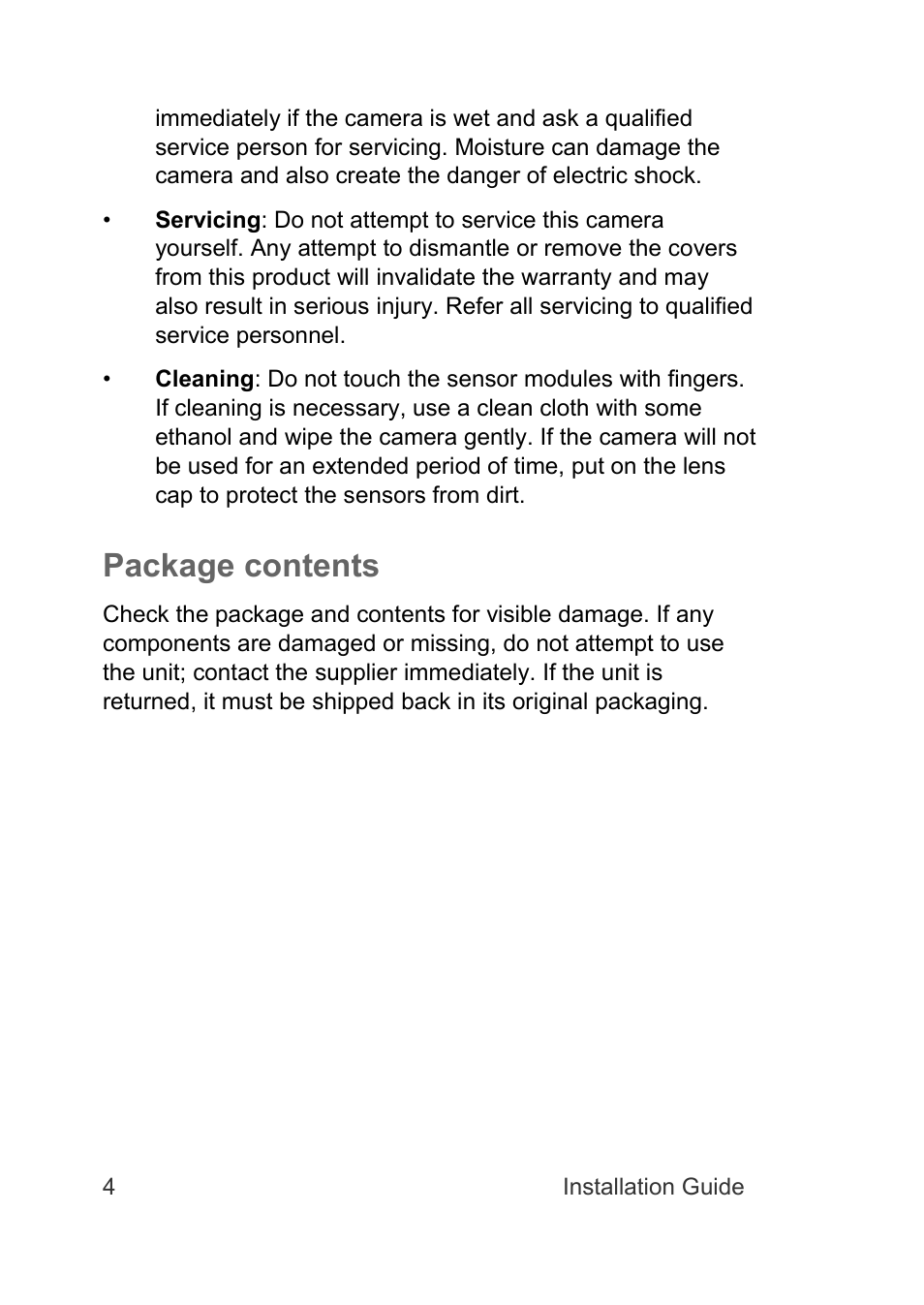 Package contents | Interlogix TruVision Intelligent IP Dome Installation Manual User Manual | Page 8 / 40